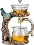 Glass Teapot Set Animal Bird Design Semi-automatic Drip Rotating Bowl with Infuser Lazy Kungfu Tea Pot Set (teapot) by FIREKIRIN