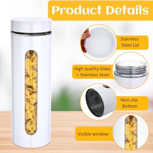 Mimorou 6 Pack 60 oz Airtight Stainless Steel Kitchen Canisters, White - Image 3