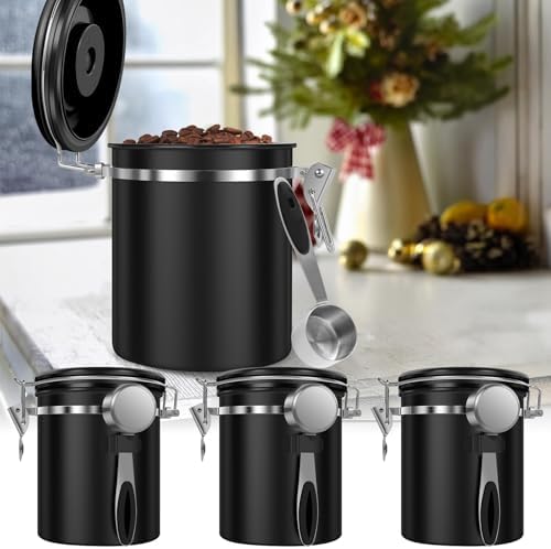 3PCS Coffee Storage Canister 1.5L 51OZ Double Airtight Coffee Beans Container with Date Locator 304 Stainless Steel Kitchen Food Storage Container with Spoon for Tea Sugar - Image 4