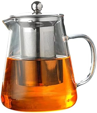 1300ml Large Capacity Glass Teapot, Thickened Clear Tea Kettle with Removable Stainless Steel Infuser for Loose Leaf Blooming Tea by ExploreFromOrfaty