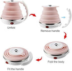 Food Grade Silicone Portable Collapsible Electric Travel Kettle (Pink) - Image 2