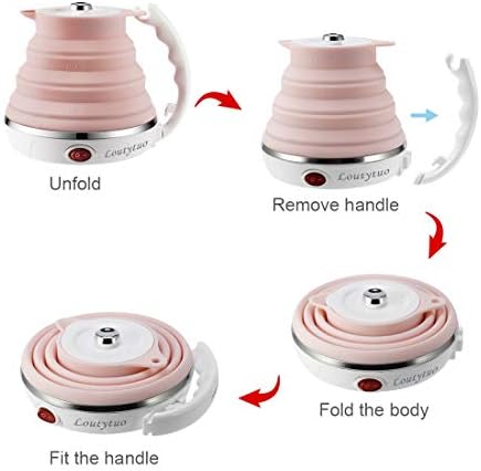 Food Grade Silicone Portable Collapsible Electric Travel Kettle (Pink) - Image 2