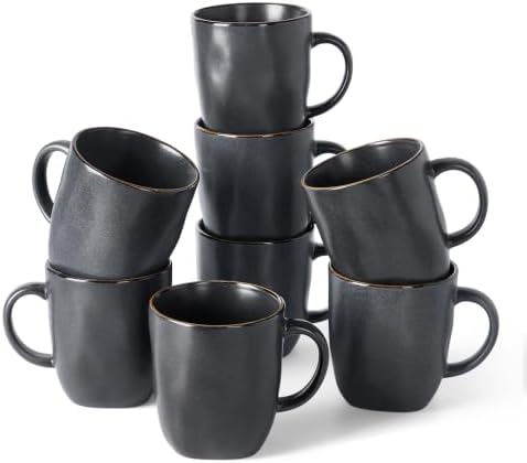 famiware Coffee Mugs Set of 8, Ocean Square 13oz Coffee Cup Set with Handle by Famiware