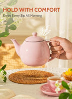 Sweese Porcelain Teapot 27 oz with Infuser for Loose Leaf Tea, Pink - Image 5