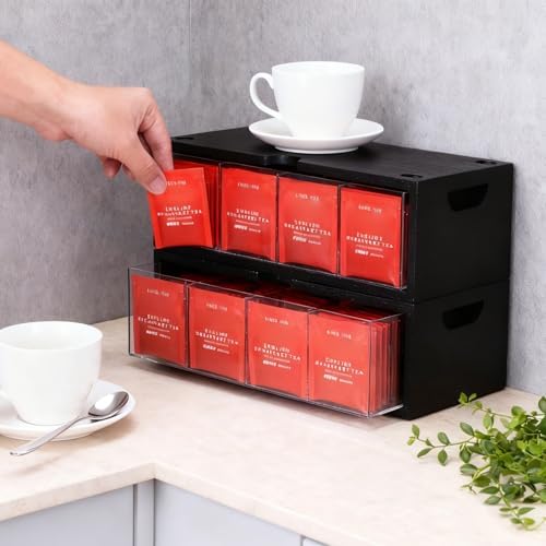 Bamboo Stackable Tea Bag Organizer - 2-Piece Large Capacity Box Set - Image 4
