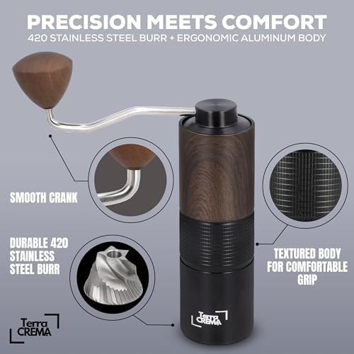 Manual Coffee Grinder – Precision Stainless Steel Conical Burr Hand Grinder for Espresso, Pour Over, French Press & Aeropress – All-in-One Travel Kit with Carry Case, Brush & Air Blower - Image 3