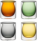 NIRA.Z 3oz Double Wall Glass Espresso Cups – Set of 4 Colorful Insulated Borosilicate Glass Coffee Shot Glasses, Demitasse Cups for Espresso, Latte, Macchiato, Heat Resistant, Ideal for Home & Office by NIRAZ