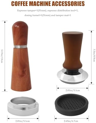 Improved 4-in-1 Espresso Tool Set 51mm - Spring Calibrated Tamper, Coffee Stirrer, Dosing Funnel & Mat - Image 2