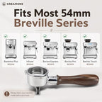 Espresso Accessories, 54mm Bottomless Portafilter with Detachable Double Spout, 18g ARCFLOW™ Filter Basket, 3-Ear Design, Walnut Wood Handle, Compatible with Breville 54mm Espresso Machines - Image 5