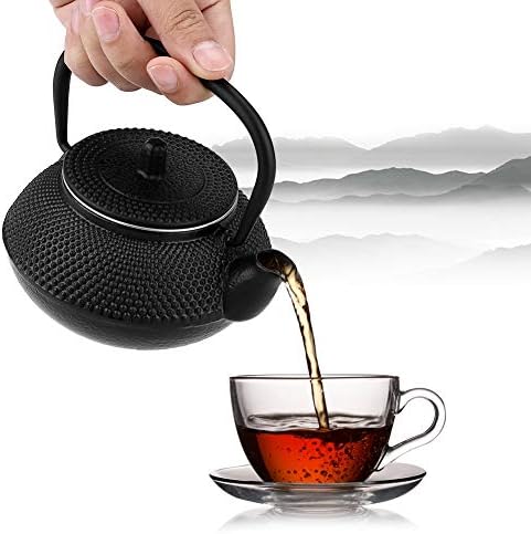 Tea Kettle, 800Ml Japanese Cast Iron Teapot with Removable Infuser/Strainer Cast Iron Tea Kettle Stovetop for Stovetop Black - Image 4