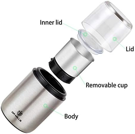 DR MILLS DM-7452 Electric Coffee Grinder,Spice Grinder Electric and Chopper,Detachable Cup, Diswash Free, Blade & Cup Made with SUS304 Stainless Steel - Image 6
