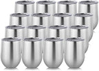 DOMICARE Stainless Steel Wine Tumbler Bulk with Lid, Personalized Insulated Tumblers Set, 12oz Travel Coffee Cups Pack of 16, Stainless steel by VisittheDOMICARE