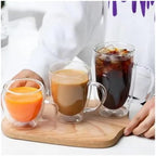 Coffee Mug 4 Sizes Heat Resistant Clear Double Wall High Borosilicate Glass Mug with Handle Coffee Milk Juice Water Cup Espresso Shot Glass(450ml) - Image 6