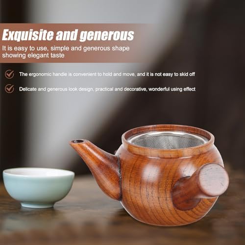 FOMIYES Wooden Tea Pot with Stainless Steel Strainer 1pcs Decorative Chinese Teapot Fine Mesh Filter for Loose Leaf Tea Brewing at Home - Image 4