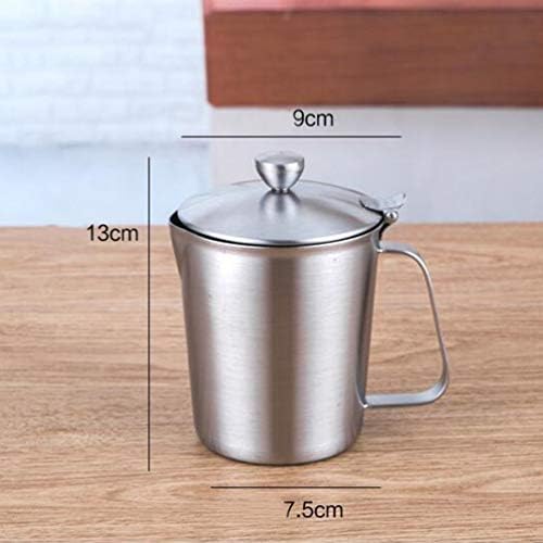 Milk Measuring Frothing Pitcher Jug Cup with Lid Stainless Steel Coffee Espresso Steaming Pitchers Cup Chocolate Candy Butter Cheese Melting 700ml(Size:10.5 * 8.8 * 14cm) (As Shown 9 * 7.5 * 13cm) - Image 2