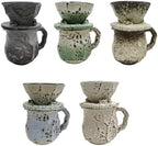Textured Ceramic Manual Coffee Brewer Set Dripper with Server Vintage Glazed Finish for Home Kitchen Daily Use Manual Coffee Dripper Ceramic Brewer Glazed Server Countertop Brewing Set Hand Drip Home - Image 6