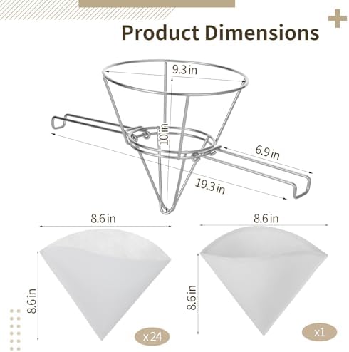 Cooking Oil Filter,Syrup Cone Filters Kit with 10 in Stainless Steel Cone Holder Fryer Strainer, 1 Thick Reusable Filter with Pre-Cut Slots and 24 Disposable Pre-Filters for Maple Sap Honey Milk - Image 5