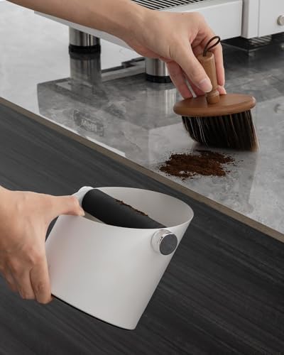 Espresso Knock Box with Coffee Brush, 15-Pucks Capacity, White - Image 3