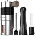 Manual Coffee Grinder & Espresso WDT Tool,Hand Ceramic Burrs Grinder with Cleaning Brush,304 Stainless Steel Distribution Tool for Barista,10x0.25mm,10x0.4mm,8 Needle Espresso Stirrer by SimCoker