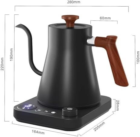 Electric Gooseneck Kettle, 1200W, 900ml Capacity, Stainless Steel Interior, Keeps Warm, Auto Shut-Off, Digital Display, Real-time Temperature Control - Image 4