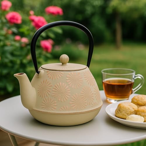 Creative Home 40 oz Kyusu Cast Iron Tea Pot Japanese Tetsubin Tea Kettle with Stainless Steel Infuser Basket - Image 2