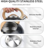 3 Quart Stainless Steel Whistling Tea Kettle – Natural Stone Finish Teapot with Cool-Touch Wood Handle, Loud Whistle & Rust-Resistant Base(black) - Image 4