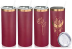 20 oz Skinny Tumblers Bulk with Lids and Straws Red,4 pack by MetalyaTumblers
