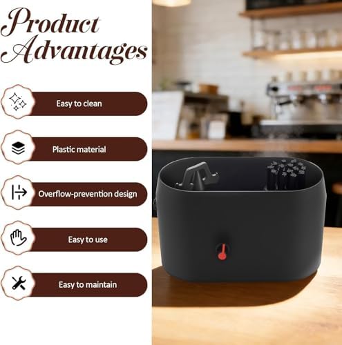Coffee Puck Cleaner, Plastic Electric Automatic Knock Box Cleaner with Holder Cleaning Brush Grounds Tray for Household Kitchen Workplace - Image 5