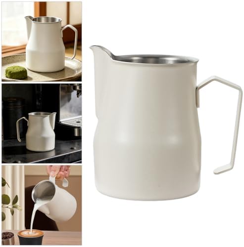 Stainless Steel Latte Art Milk Frothing Pitcher, Pour Spout and Open Handle for Home Espresso and Cafe Counter - Image 3