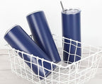 8 Pack 20 Oz Stainless Steel Straight Skinny Tumblers, Insulated Slim Thin Travel Cup Set for DIY, Navy - Image 2