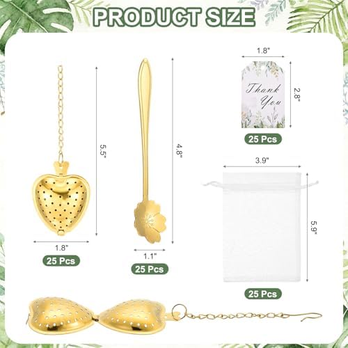 uxcell 25 Set Bridal Shower Tea Party Favor for Cherry Blossom Spoon, Gold - Image 2