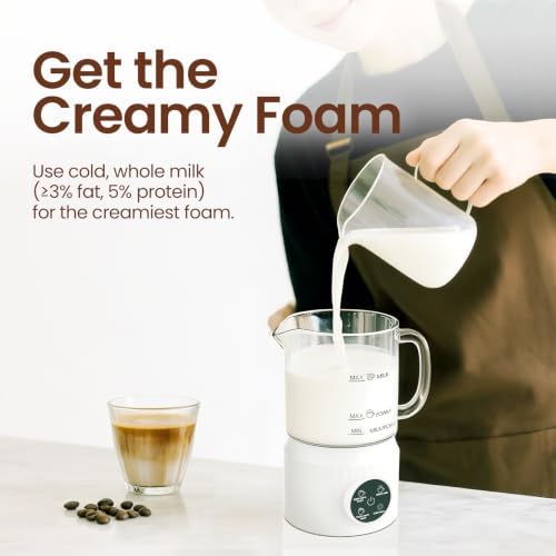 4-in-1 Electric Milk Frother and Steamer for Whole Milk, LED Touch Screen - Image 5
