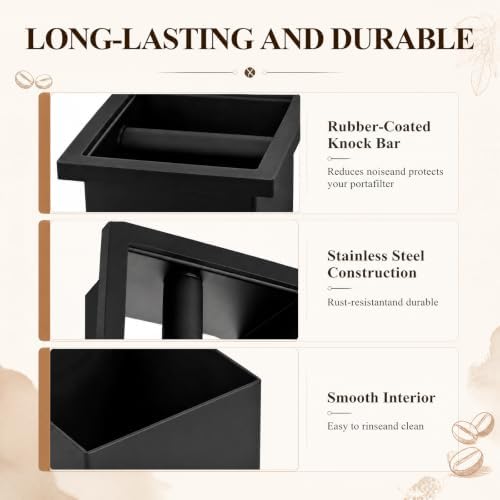 Mimorou Set of 2 Espresso Coffee Ground Knock Box Chute, Built-in - Image 4