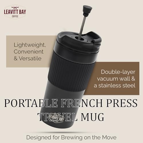 Black Portable French Press Travel Mug & Coffee Maker - Image 2