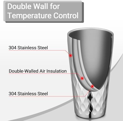 Beasea Stainless Steel Cups 19 oz, 8 Pack Large 18.6oz 550ml Stainless Steel Drinking Cups Tumbler Stackable Double Wall Insulated Individual Metal Pint Glasses Tin for Home Party Camping - Image 4