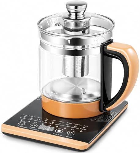 1.8l Electric Glass Kettle,800w Tea Maker with 18 Smart Menus,24h Timer,Temperature Control,Infuser,Water Boiler for Coffee Soup by Unknown
