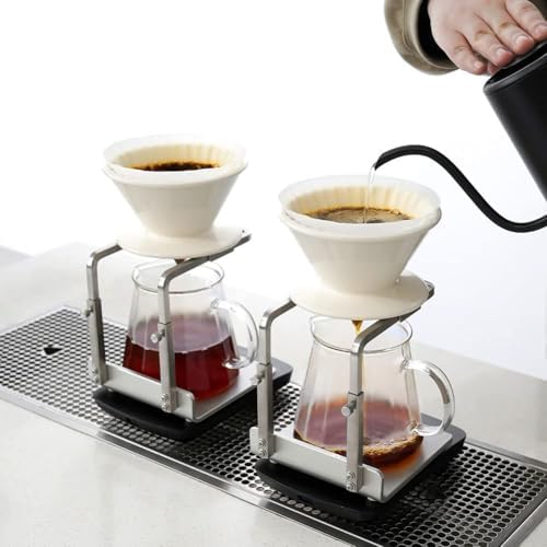 watchget Pour Over Stand - Adjustable Coffee Drip Station, Stainless Steel Dripper Stand, Reusable, Silver - Image 3