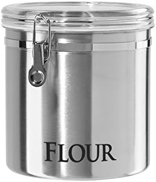 Oggi Stainless Steel Kitchen Canister 152oz + Oggi Jumbo 8" Stainless Steel Flour Clamp Canister - Image 5