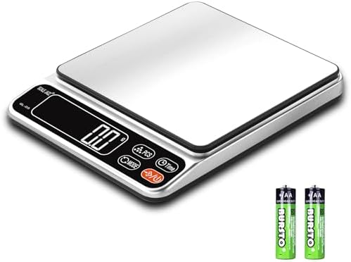 Scale Jazz Food Scale,5kg/11lb Digital Kitchen Baking Scale Grams and Ounces for Cooking Coffee Meal prep Packages Weight Loss,0.1g high Precision,7Units with Timer, Easy Clean Stainless Steel by SCALEJAZZ