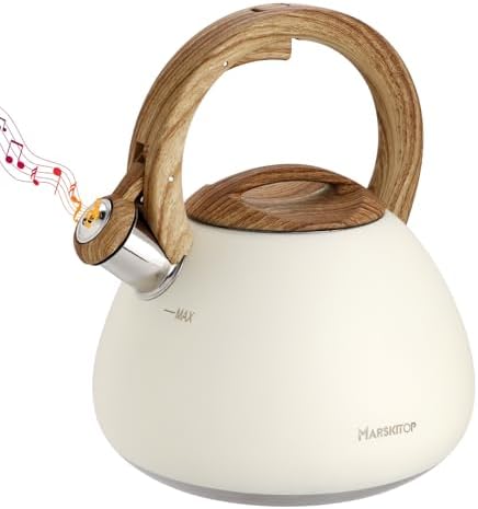 MARSKITOP Tea Kettle, 2.6 Quart Whistling Tea Pot for Stove, Cream White by MARSKITOP