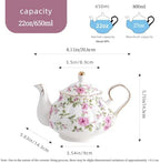 Agyiuns Flower Ceramic Teapot,22oz Porcelain Tea pot for Tea Coffee Milk for Office Home Men Women as Gift (White and big flowers) - Image 2
