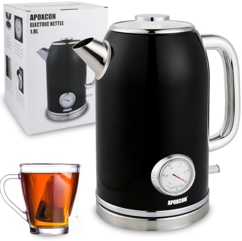 APOXCON Electric Kettle with Thermometer, 60.87 oz Tea Kettle - Black by APOXCON