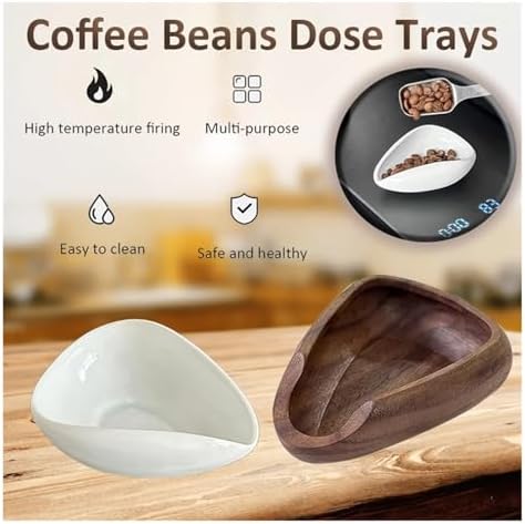 Coffee Beans Dose Tray Pottery/Walnut Wood Weighing Bean Tea Dish Coffee Powder Measuring Cup Coffee Accessories(Type s) - Image 4
