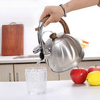 Stovetop Tea Kettle Whistling Teapot Tea Kettle Stovetop Whistling Kettle Push-Button Switch Tea Kettle 2L Water Boiler Pot Whistling Teapot Stove Top Kettle Tea Pot Teapots (Steel) - Image 2