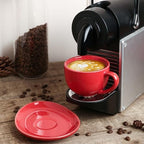 vicrays 6.5 oz Cappuccino Cups with Saucers, Set of 4, Ceramic Coffee Cup for Au Lait, Double shot, Latte, Cafe Mocha, Tea (Red) - Image 6