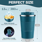 Volhoply 13 oz Stainless Steel Insulated Travel Coffee Mug with Fip Lid Bulk 4 Pack,Reusable Double Wall Vacuum Metal Coffee Cup,Portable Leak Proof Thermal Tumbler for Hot & Cold Drinks(Bule,4) - Image 2