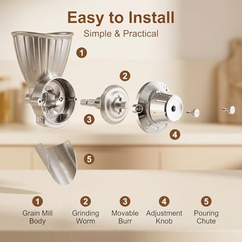 GVODE Grain Mill Attachment for KitchenAid Stand Mixer, 9 Grind Levels - Image 4