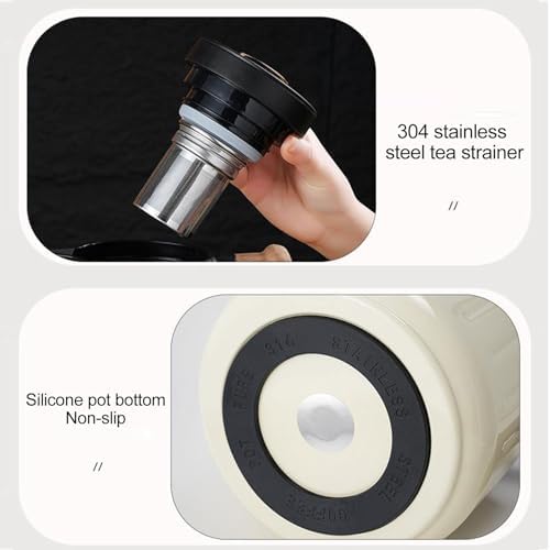 1 Liter Thermal Coffee Carafes For Keeping Hot, Large Stainless Steel Insulated Carafe Double Wall Insulated Coffee Carafe And Beverage Dispenser With Tea Infuser And Strainer(Black) - Image 5