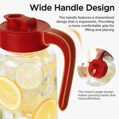 Mason Jar Pitcher, 2 pcs 64 oz (2 quart), Glass Pitcher with Lid - Image 3