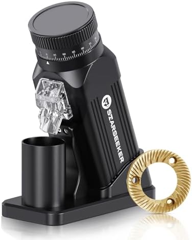 STARSEEKER E64 Electric Coffee Grinder 64MM Espresso Titanium Flat burr Stepless Fineness Adjustment Home Bean Grinder (Black) by STARSEEKER